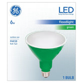 GE 93100881 Floodlight Bulb, Decorative, PAR38 Lamp, Medium (E26) Lamp Base, Non-Dimmable, Green